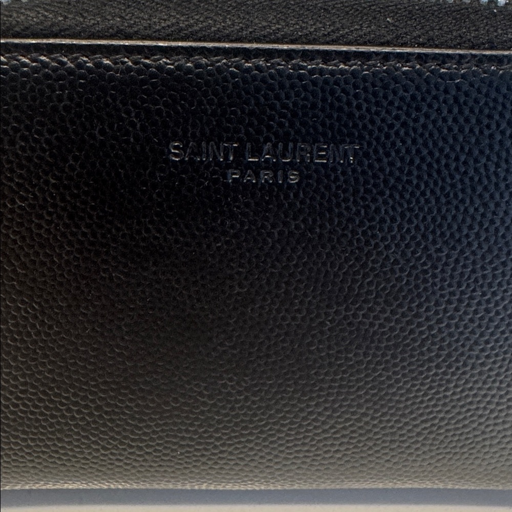 Saint Laurent Black Leather Zip-Around Card Wallet - Picture 2 of 10